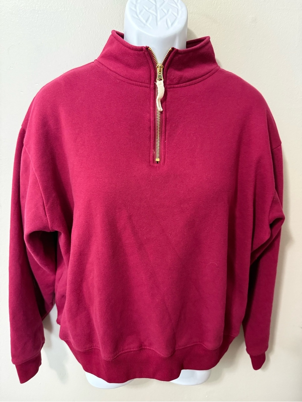 Zenana Outfitters Raspberry Half-Zip Turtleneck Sweater